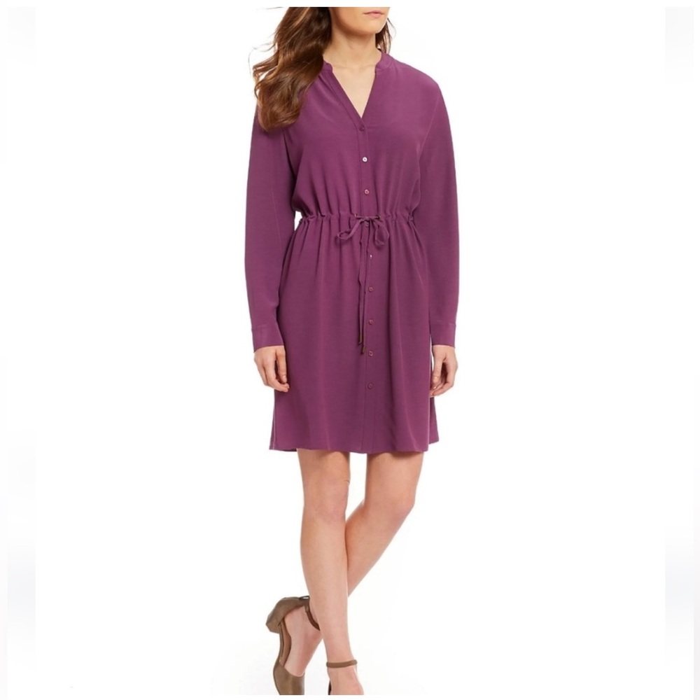 Eileen Fisher Drawstring Button Down Shirtdress -… - image 1